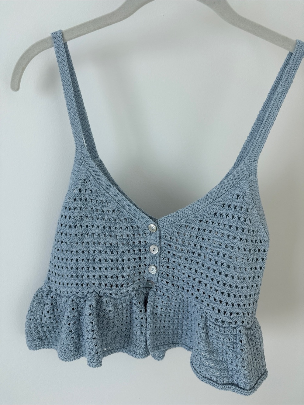 Zara Light Blue Crochet Tank Top